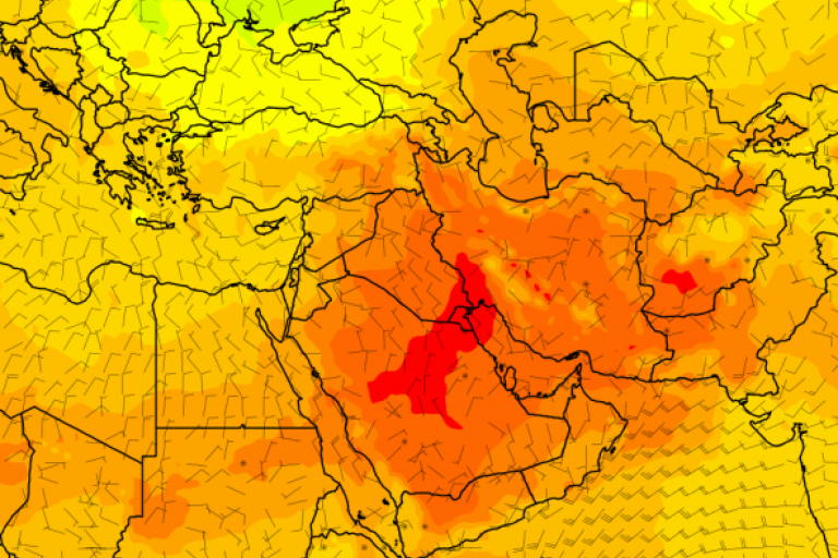 Heatwave impacting Middle East 21 July 2016, image via Météo France