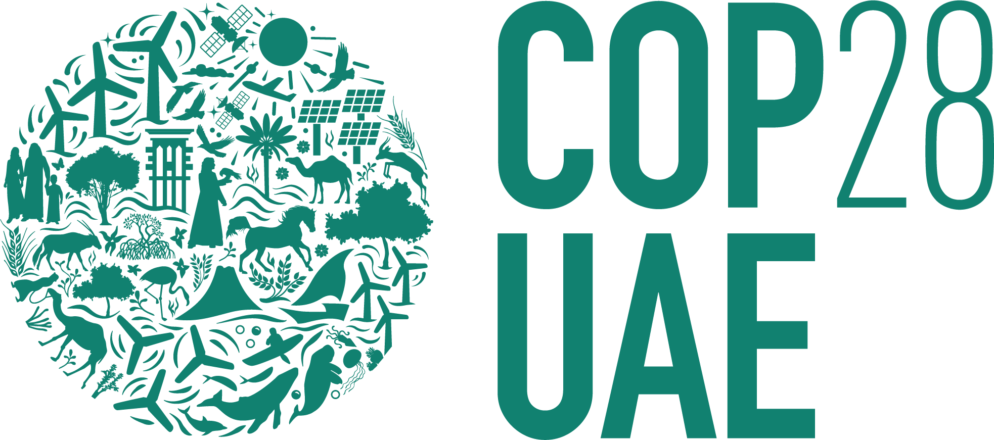 The logo for cop 28 UAE.