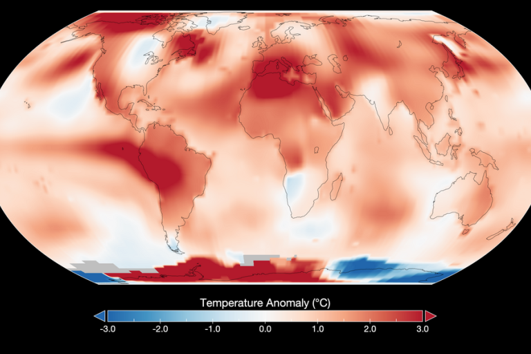 A map showing the temperature of the earth.