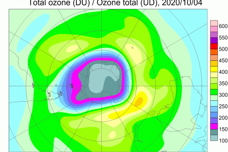 Antarctic ozone hole in 2020 is large and deep