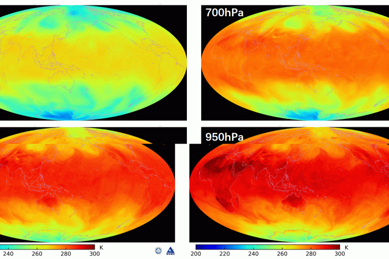 Vertial layer distribution of global atmospheric temperature field