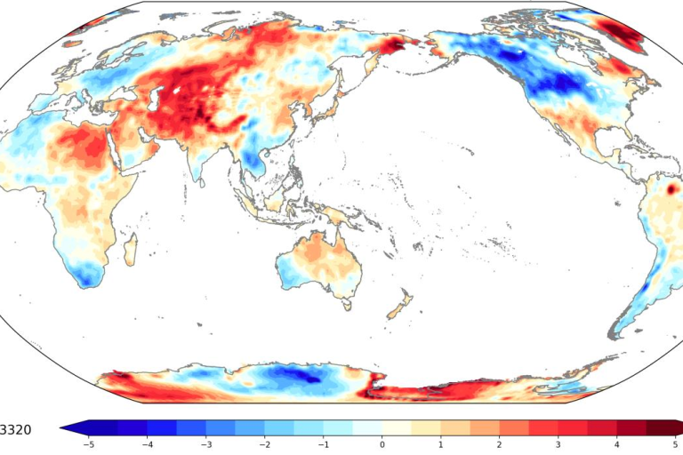 Global average temperature anomaly in April, 2022