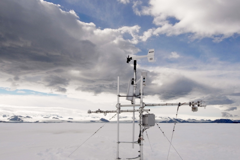 The Czech Republic’s Automated Weather Station atop Davies Dome on James Ross Island, Antarctic Peninsula Region.