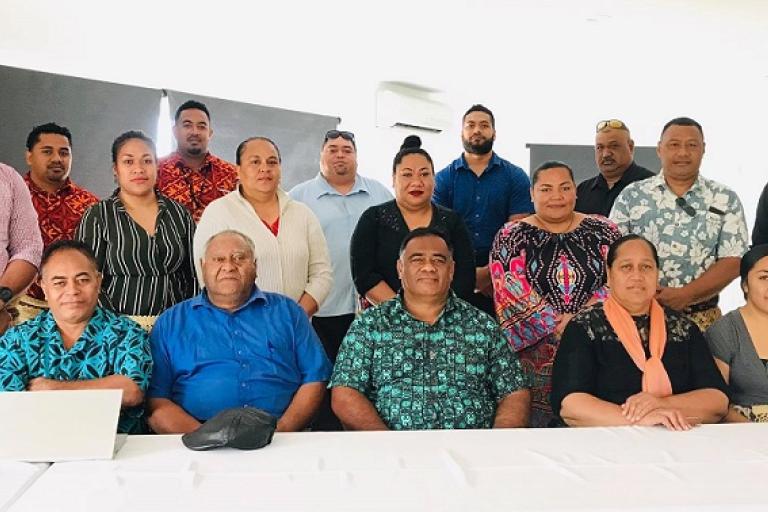 Participants and staff from the Tonga MET Office, Climate Change Department, Kolomotu’a Town officer and from the Tonga Broadcasting Commission