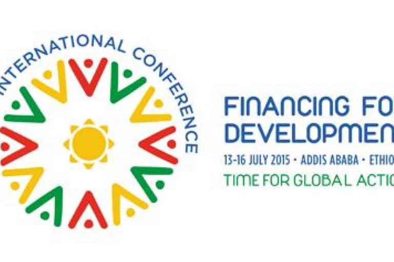 Logo for the Third International Conference on Financing for Development, held 13-16 July 2015 in Addis Ababa, Ethiopia, with the slogan "Time for Global Action.