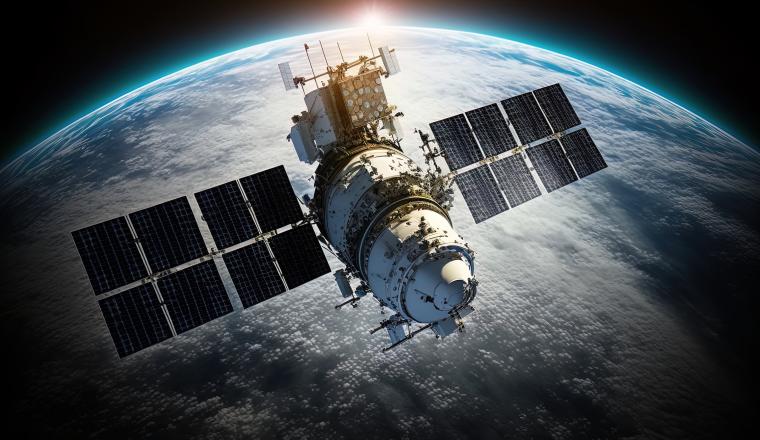 Image of a satellite in orbit around the Earth