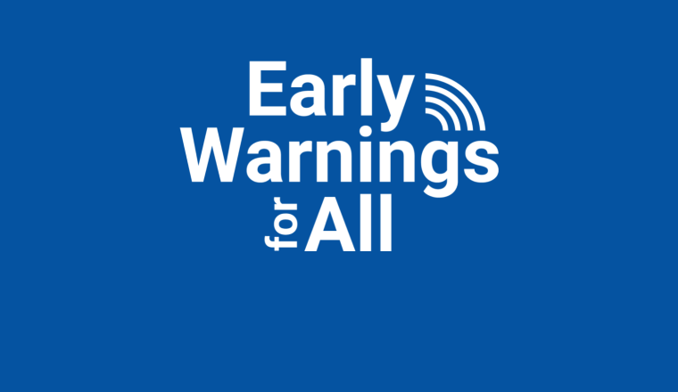 Early warnings for all logo on a blue background.