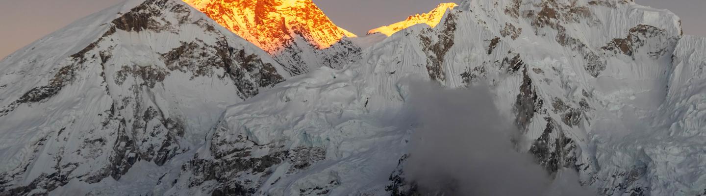 Nepal's mount everest at sunset.