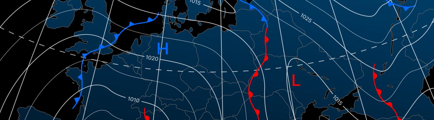 A map showing the weather in europe.