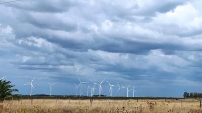 wind turbines on cloudy day