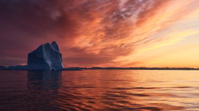 iceberg with a sunset 