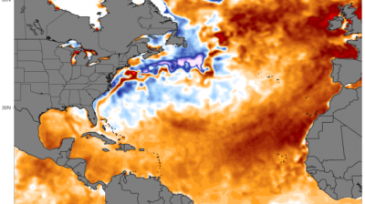 Sea surface temperature anomalies on 14 June 2023