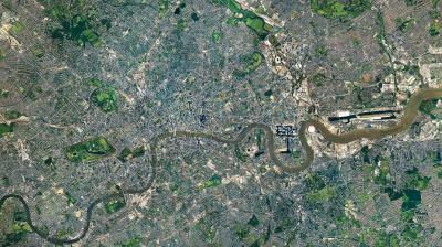A satellite image of london and the river thames.