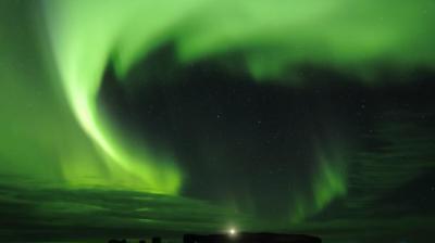 The aurora borealis in iceland.