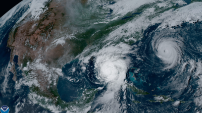 Nasa satellite image of hurricane katrina.