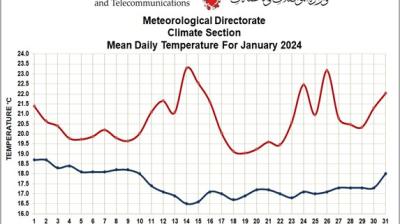 A graph showing the temperature in january.
