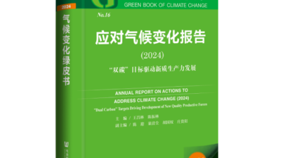 The cover of a book titled "Annual Report on Actions to Address Climate Change (2024)" with green, white, and orange accents, and Chinese text.