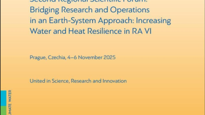 Cover page of the Second Regional Scientific Forum abstracts, focused on water and heat resilience, held in Prague, Czechia, November 2025, by the World Meteorological Organization.