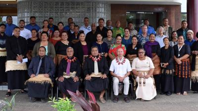 Minister for MEIDECC Honorable Poasi Mataele Tei and Participants of the Users Climate Outlook Forum