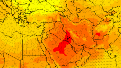 Heatwave impacting Middle East 21 July 2016, image via Météo France