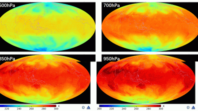 Vertial layer distribution of global atmospheric temperature field
