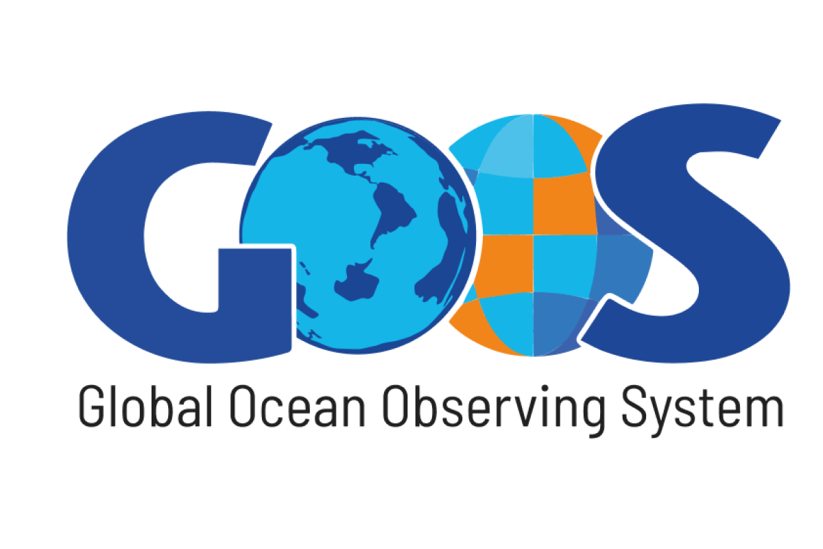 The GOOS logo features blue letters with a globe inside the first "O" and an orange-blue grid in the second "O," above the text "Global Ocean Observing System.