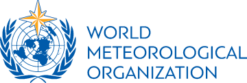 Logo of the world meteorological organization (wmo) featuring a stylized world map, a compass rose, and the organization's name.