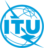 Logo of the international telecommunication union (itu), featuring the letters "itu" in bold over a stylized globe with orbital lines in blue.