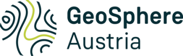 Logo of GeoSphere Austria featuring green contour lines on the left and the text "GeoSphere Austria" in dark blue on the right.