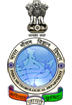 Emblem of Geological Survey of India depicting a national symbol with a blue circular map of India, surrounded by text and bordered by tools and a banner below.