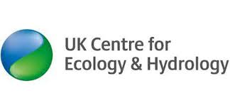 Logo for the UK Centre for Ecology & Hydrology, featuring a blue and green circular design on the left and the organization's name on the right.