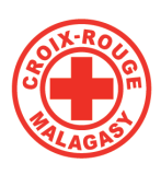Red circular emblem with a red cross in the center, surrounded by the words "CROIX-ROUGE MALAGASY" in uppercase letters.