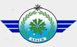 Logo featuring a green gear with wings and stars, surrounded by a laurel wreath, blue wings on each side, a black north star above, and the letters "ANACM" below.
