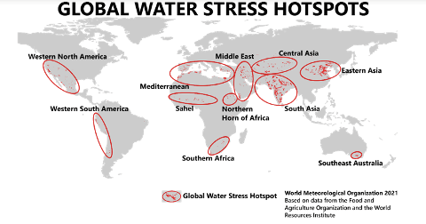 Global water stress hotspots