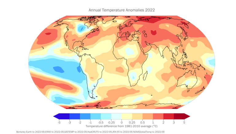 Annual Temperature Anomalies 2022