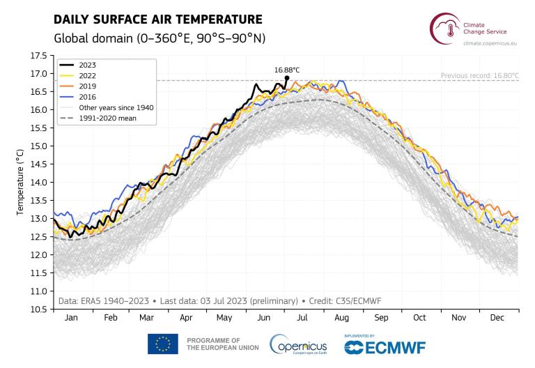 a graph showing the daily average air temperature in the arctic.