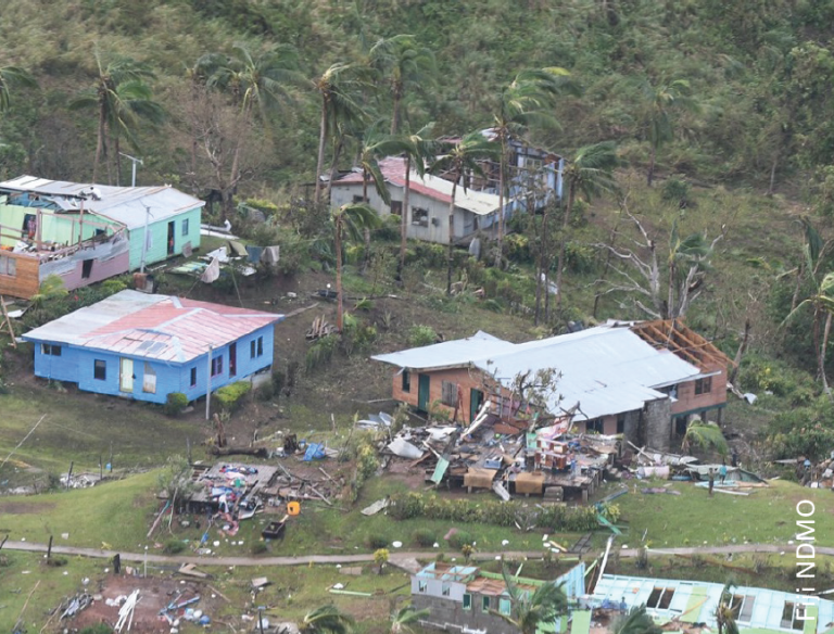 An aerial view of a village in the aftermath of typhoon typhoon typhoon typho.