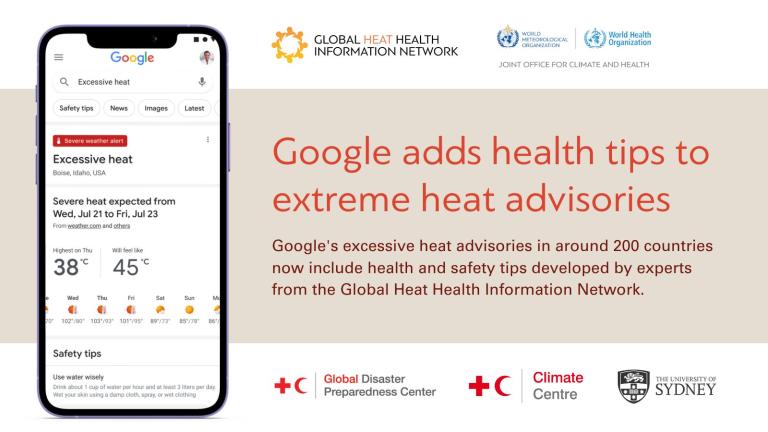 Google adds health tips to extreme heat advisories.