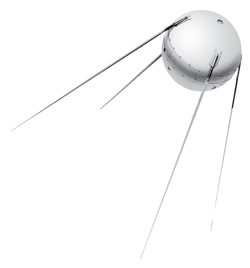 An image of a spacecraft flying over a white background.
