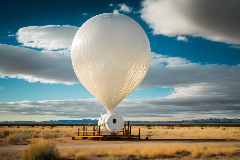 A white balloon sits in the middle of the desert.