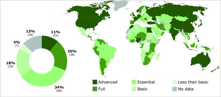 خريطة توضح النسبة المئوية لسكان العالم.