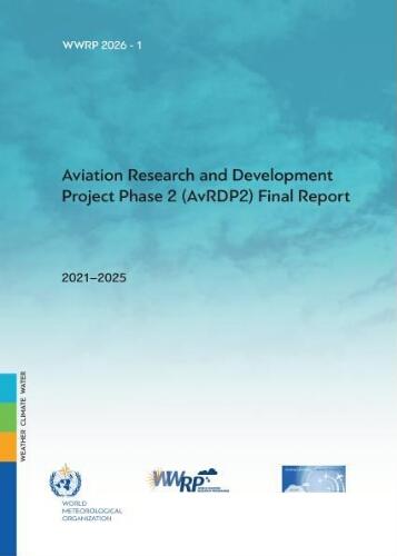 Cover page of the "Aviation Research and Development Project Phase 2 Final Report (2021–2025)" by the World Meteorological Organization, featuring a blue sky background.