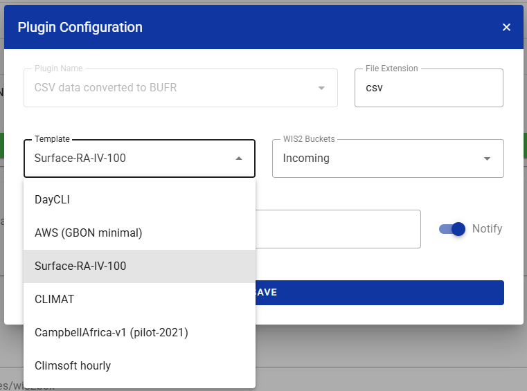 Dropdown of csv2bufr-templates available in wis2box-1.3
