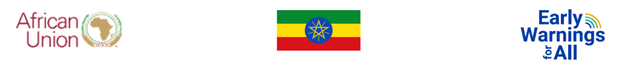 African Union logo, Ethiopian flag, and Early Warnings for All logo displayed side by side on a white background.