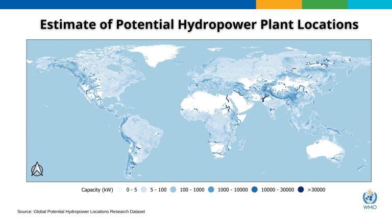 Estimate of potential hydropower plant locations