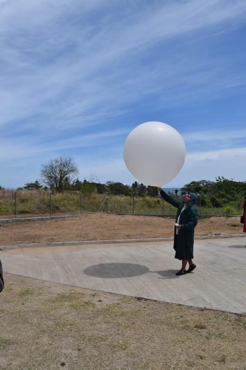 Launch of radiosonde (weather balloon) in Nadi, Fiji.  Photo by Lars Peter Riishojgaard
