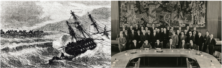 Sketch of ship foundering