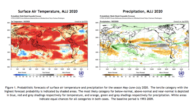 Probabilistic forecasts of surface air temperature 2020