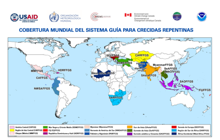 Cobertura mundial del Sistema Guía para Crecidas Repentinas 