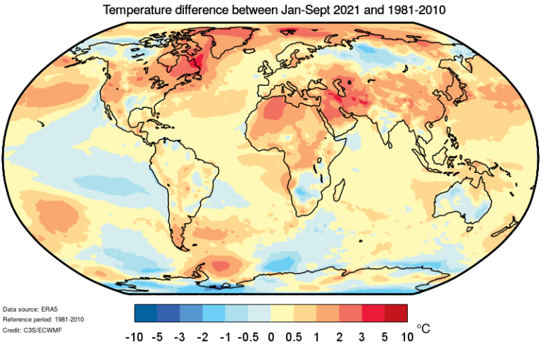 Near-surface air temperature differences 